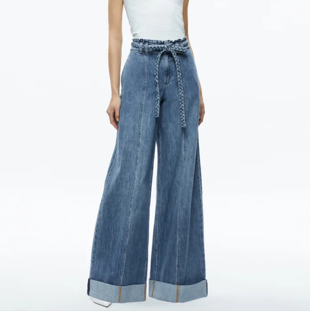 Alice + Olivia Harriet Wide Leg High Rise Paperbag Jean